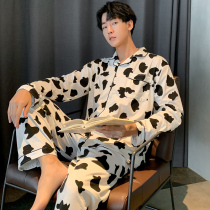 Pajamas men spring and autumn cotton long sleeve 2020 new autumn and winter loose size home clothes Korean couple set