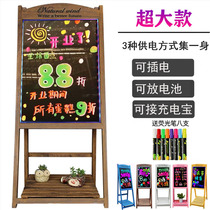 LED electronic handwriting screen real wooden large flower stand fluorescent plate shop advertising board to send blackboard light stop sign
