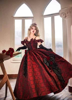 taobao agent [Rossia Song Li] The original design of the original design lolita flower marriage wedding dress adult dress is gorgeous black and red