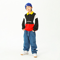 2021 autumn childrens performance clothing thin color color hip hop long sleeve shirt street dance suit boy hip hop fashion suit