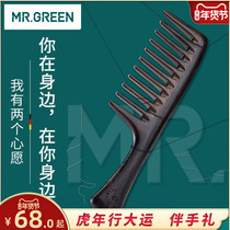 German MR GREEN wood comb large wide tooth comb static curly hair anti long straight hair massage home male and female natural wood