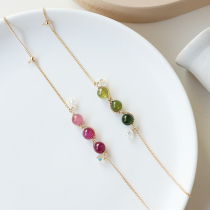 Tourmaline bracelet 14K gold gold female summer New pea handstring gift best friend original niche design natural crystal