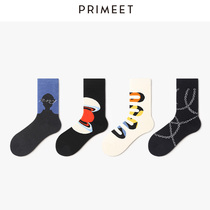 primeet socks mens and womens Chauchio skateboard sports tide signs trendy stockings boys summer black midbarrel socks