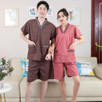 Mens and womens ramie perspiration clothes Couple large size bathing clothes craft side bath clothes suit sauna massage clothes embroidery shop logo