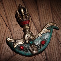 Flat price folk antique collection Bronze inlaid with precious stones to create a magic knife 