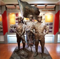 Red Army theme sculpture Anti-Japanese Red Army New Fourth Army revolutionary soldier figure sculpture stone sculpture red sandstone sculpture customization