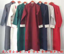 Republic of China long shirt male cotton coat cross talk robe Chinese style Mandarin gown Chinese style best man suit
