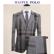 American Paul wool suit suit Mens plaid suit Business casual high-end host clothing Mens dress