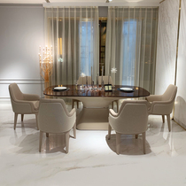 Bentley dining table and chair Oval solid wood post-modern villa Italian Hong Kong style light luxury Fendi Armani high-end furniture
