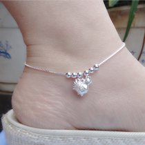 Year of the Rooster new Xiejia silversmith beads 999 sterling silver anklet foot silver chicken anklet female students Japanese and Korean simple