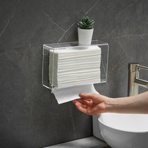 Toilet toilet paper box Toilet white paper rack Wall-mounted transparent paper box Non-perforated kitchen tissue box