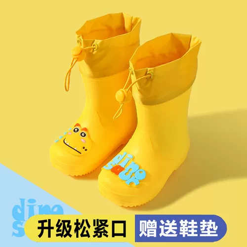 Водонепроницаемый детский дождевик, нескользящие туфли для мальчиков, мультяшные флисовые детские сапоги