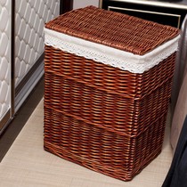 Anhao home dirty clothes storage basket Dirty clothes basket Rattan pastoral storage basket storage box with lid storage basket