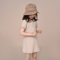 Hadtooth childrens clothing childrens girls Autumn New Baby parent-child Polo long lapel short sleeve dress female summer