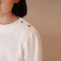 Haji childrens clothing autumn new products Girls and children white organ pleated cotton shirt long-sleeved parent-child doll shirt top