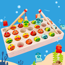 Children Mengs early education Puzzle Fishing Toys Young Children 1-2-3-year-old Weeks Magnetic Baby Catch game wood