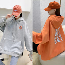 Autumn and winter pregnant womens new Korean version plus velvet hooded letter printing spaceman loose thick coat 6812