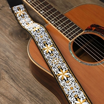  Pluggable padded folk electric guitar strap Personality embroidery Guitar accessories Bass strap Acoustic guitar shoulder strap