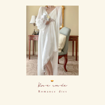 Roserosees glacier lovers French style small crowdsexed sleeping dress Womens autumn hollowed-out harness Sleepwear Two sets