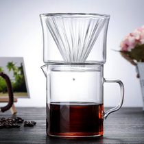 Hand brewed coffee tool heat-resistant glass coffee maker double-layer glass coffee filter cup drip coffee funnel stripe