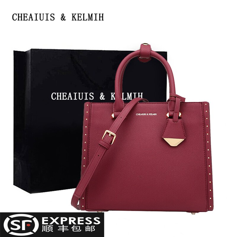 CHEAIUIS-KELMIH Red Wedding Bag Bridal Bag 2021 New Leather Stiletto Womens Bag Tote Bag