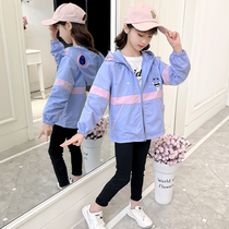 Girls Spider - Man sub - coat 2022 autumn clothes with loose hat - and - style jacket Korean cartoon windshirt