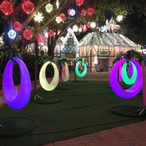 发光双人大型秋千 成人公园吊椅创意花园户外室外摇椅庭院装饰LED
