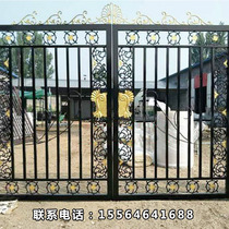 Iron gate European-style villa courtyard door rural wall gate rural self-built house into the house double open door