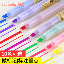 Snow Axe type highlighter red pink yellow green color set 10-color marker marker Large capacity candy color student rough stroke key office hand account pen