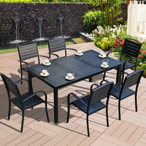 Outdoor tables and chairs courtyard open-air balcony garden anticorrosive wood plastic wood waterproof sunscreen cafe outdoor leisure combination