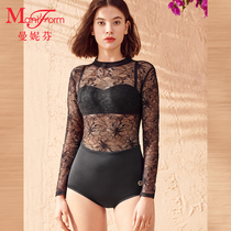 Manifen Bobbed Non-Steel One-Piece Swimsuit Long Sleeve Two-Piece Lace Beach Resort 21020537