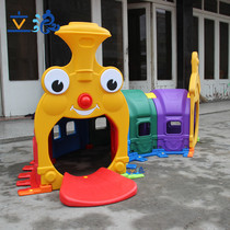 Kindergarten drill hole toy elf tunnel climbing music Happy Caterpillar Train indoor amusement equipment