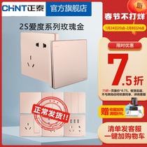 Chint switch socket flagship store official website 86 five-hole household 2S aidu rose gold usb power switch