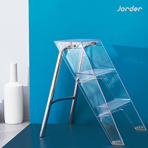  Nordic transparent household thickened multi-function acrylic non-slip pedal herringbone ladder three-step ladder folding crystal ladder