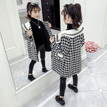 Girls winter woolen coat 2021 new foreign-style children little girl thick childrens clothing long woolen coat