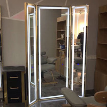 3am hairdressing mirror table hair salon dedicated simple barber shop mirror table high-end with LED lamp single-sided mirror