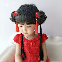Little girl wig hair belt princess costume bangs fashion baby fresh spring summer autumn and winter Tang costume headdress year one photo