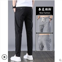 Official website flagship store spring and summer pants men Korean trend sports thin casual pants men slim feet ice Long