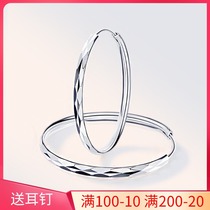 Lao Fengxiang and silver jewelry 999 sterling silver big earrings 2021 New Tide circle Net red temperament circle earrings