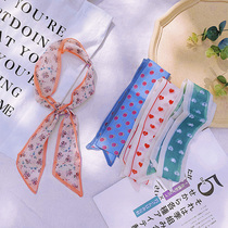 2021 summer French elegant silk scarf headscarf wild tie hair rope ins hairband Net red streamer scarf headband