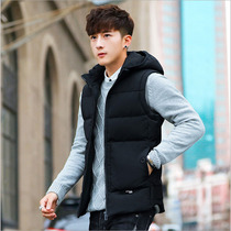 Down vest men's autumn and winter vest Korean fashion waistcoat horse clip youth hooded cotton-padded jacket men's coat