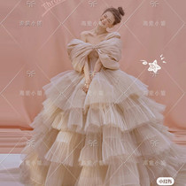 New photo studio theme photo photography costume vintage wedding bow literary sweet Tuffy dress color yarn dress
