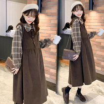 Pregnant women dress autumn 2021 fashion Korean doll collar long over the knee foreign style Net red autumn and winter long dress