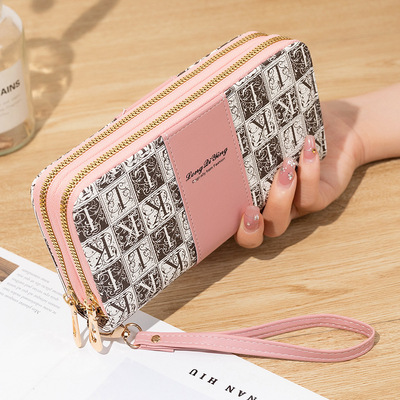 taobao agent Long universal wallet with zipper, capacious fashionable mobile phone, hand loop bag, small clutch bag