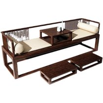 New Chinese Zen solid wood Luohan bed sofa modern simple hotel club model room living room double couch custom