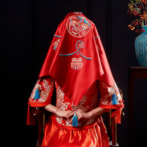 Bride wedding red hijab Chinese style high-grade Xiuhe clothing headdress embroidery wedding Hipa accessories red veil