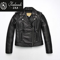 Black Indian Knight Biker Leather Jacket Sheepskin Slant Zip Riding Clothing with Protective Equipment Female 0107y
