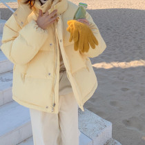 Milk yellow bag hooded down jacket 2021 white duck down short student cotton coat small man cute winter thick coat female