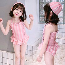 Bellansenma Korea 2020 new childrens one-piece swimsuit middle and large childrens beach girls swimsuit swimsuit