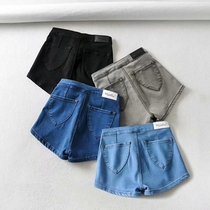  European and American style peach hip denim shorts womens high waist slim slim hip tight shorts sexy hip hot pants summer